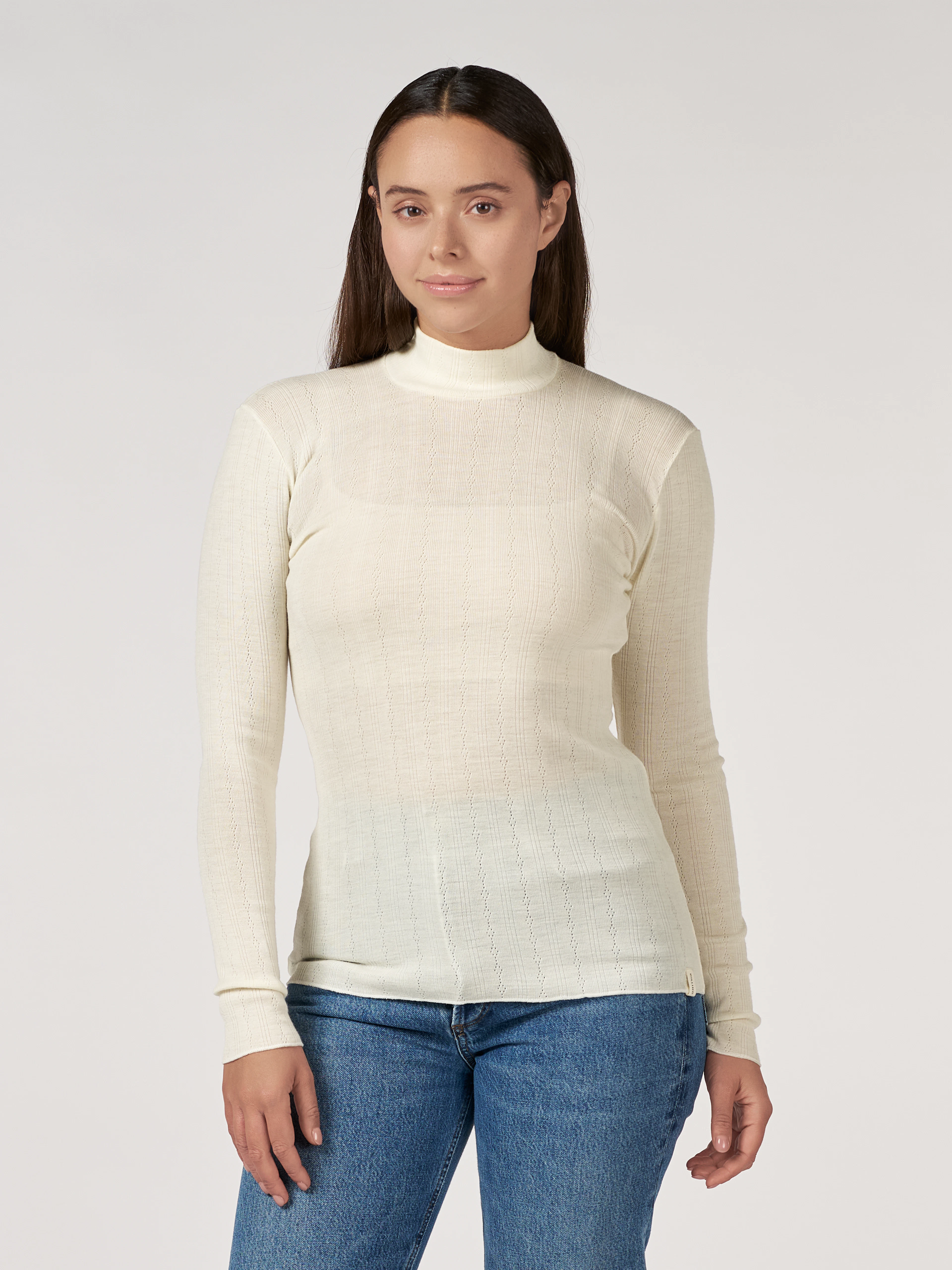 Women’s merino wool long sleeve pointelle top - €59.99 - Dilling