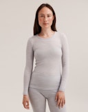 Women's merino wool long sleeve top Light grey melange