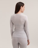 Women's merino wool long sleeve top Light grey melange