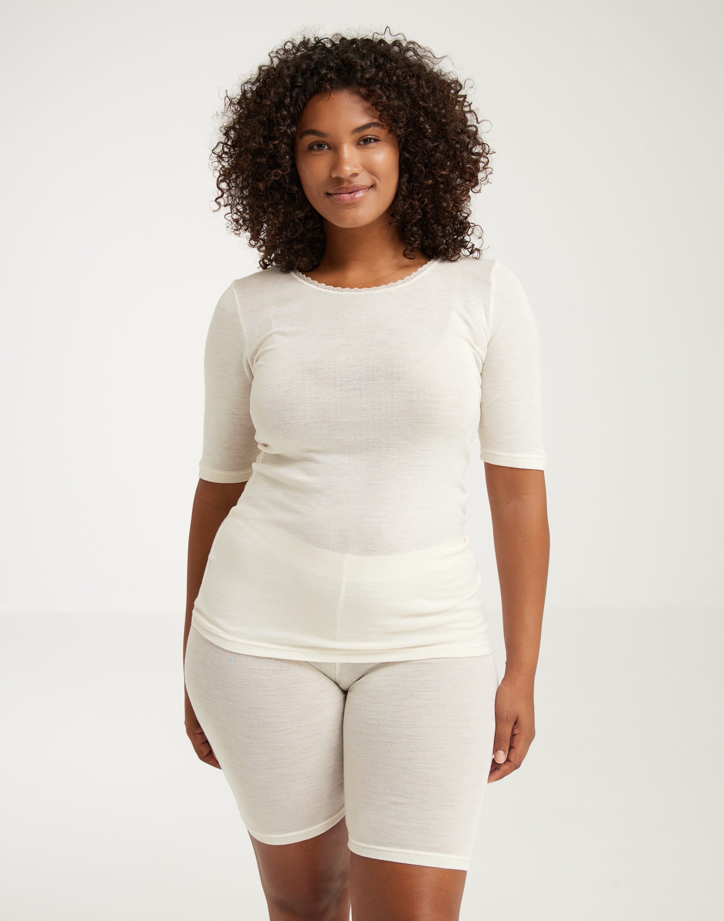 Women's merino wool/silk T-shirt in Nature - $69.99 - Dilling