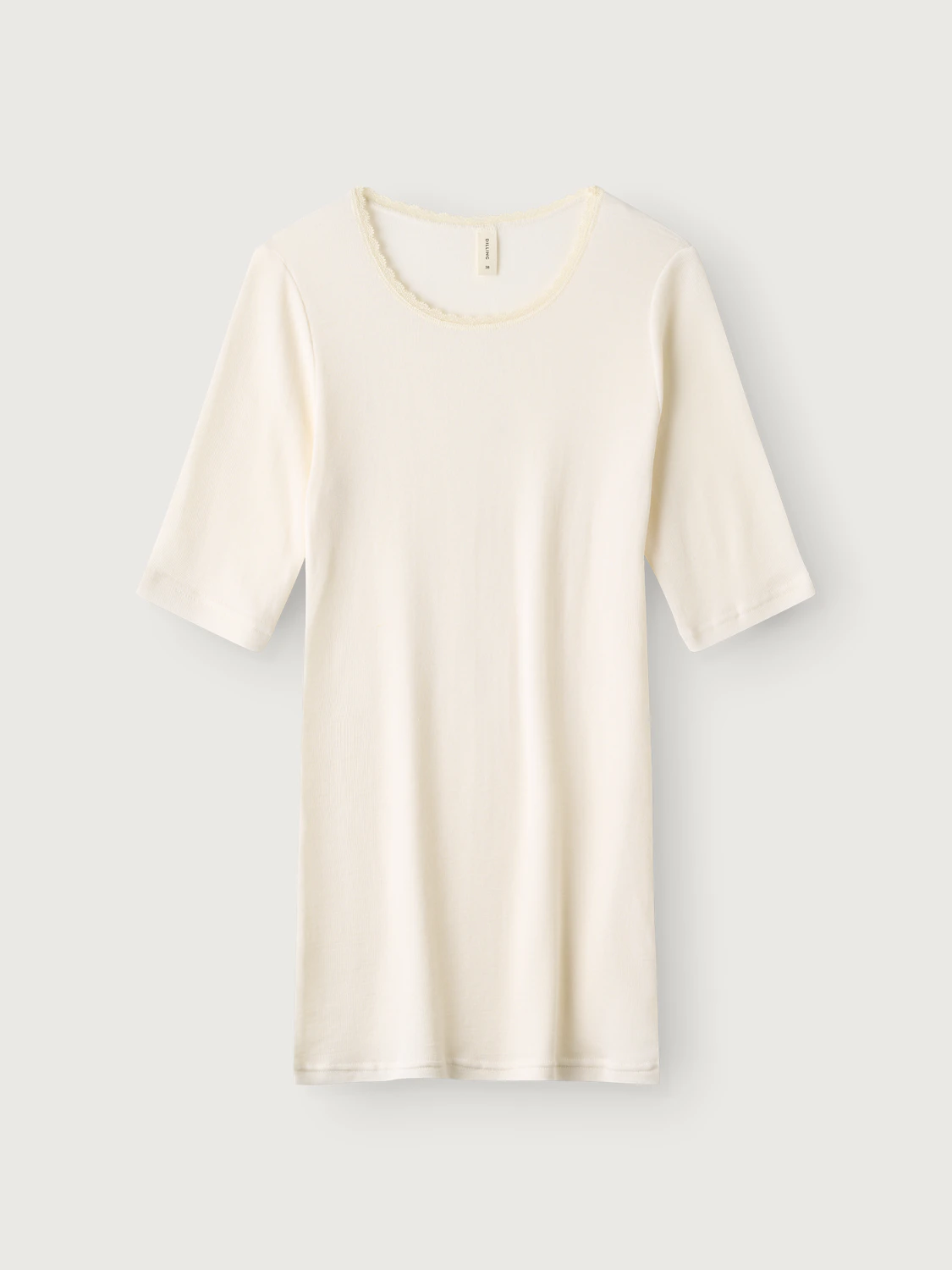 T-shirt with high O-neck and lace
