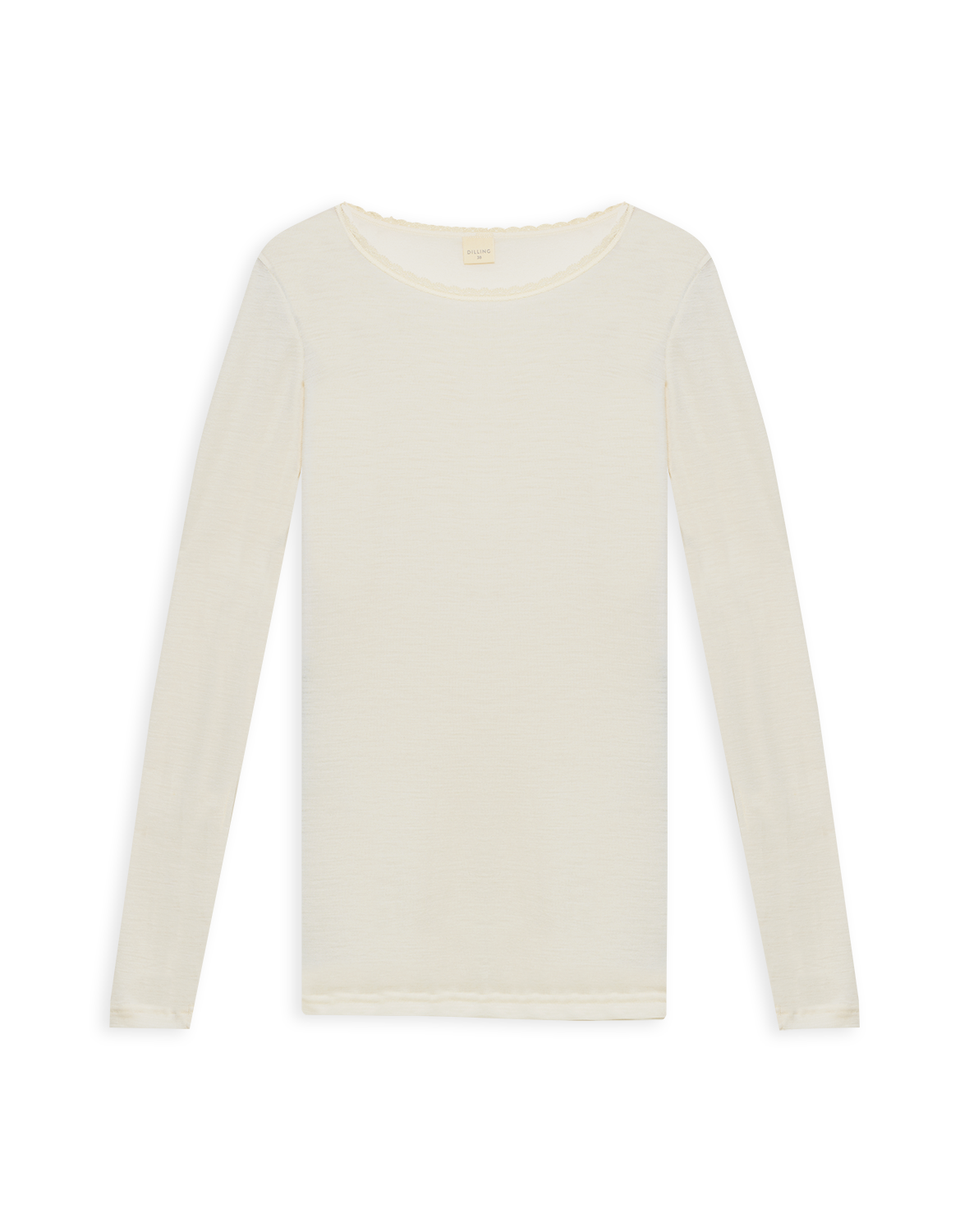 Women's Merino Wool/silk Long Sleeve Pointelle Top - Mocha - Dilling