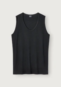 Tanktopp med V-hals i merinoull/silke til damer