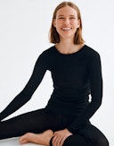 Leggings i merinould/silke til kvinder Sort