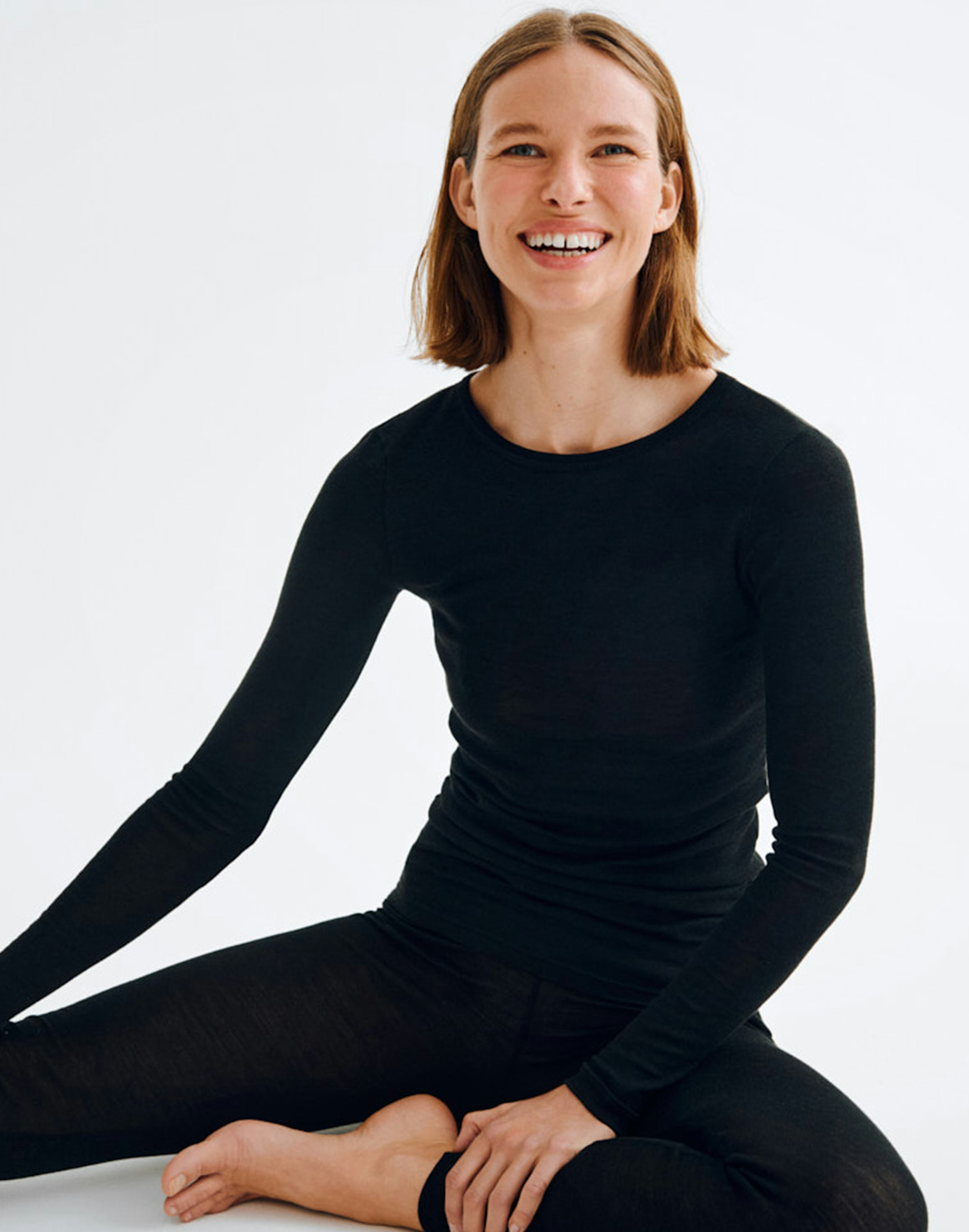Leggings i merinould/silke til kvinder Sort