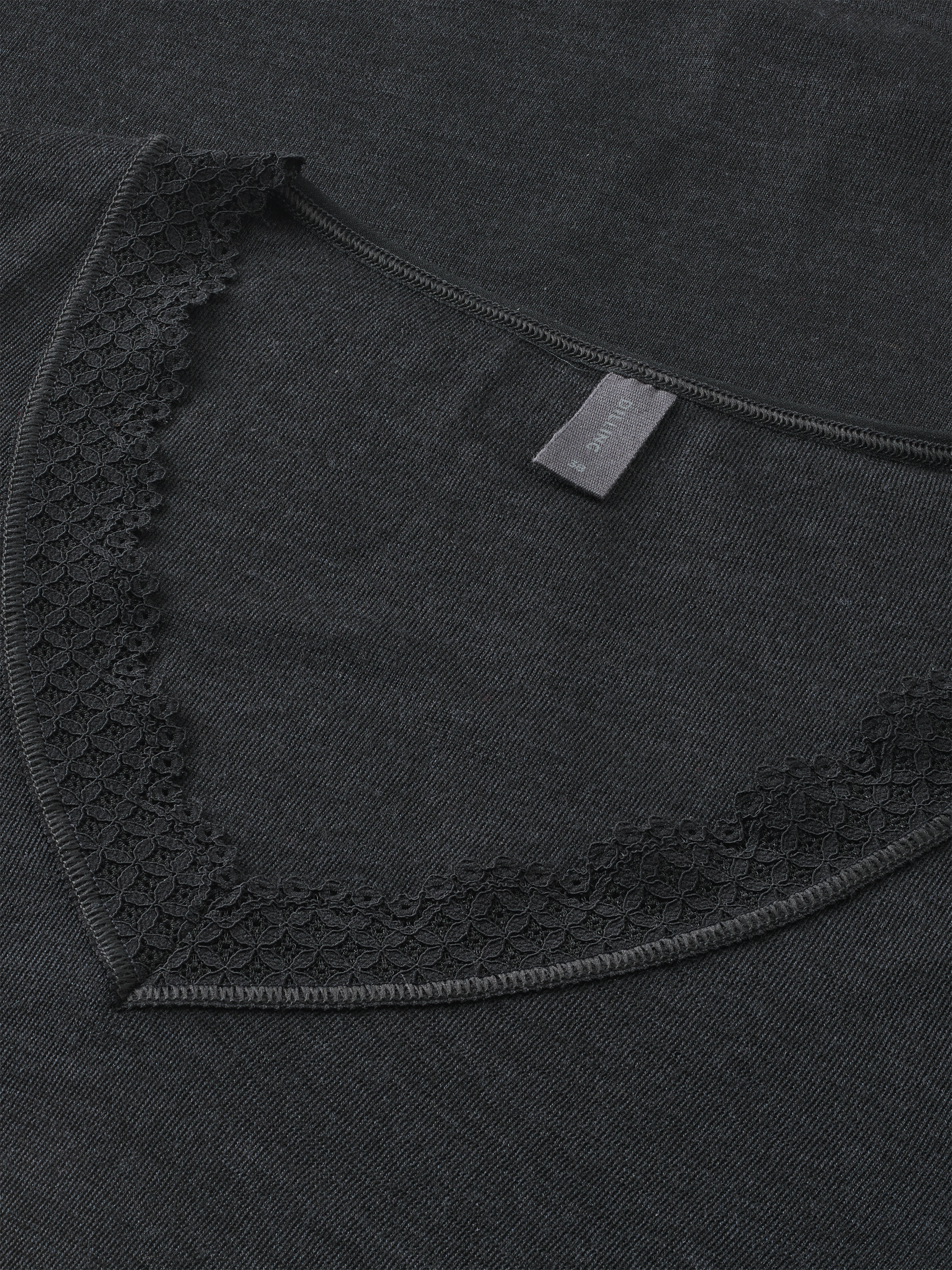 Women's merino wool/silk lace trim long sleeve top - Dilling