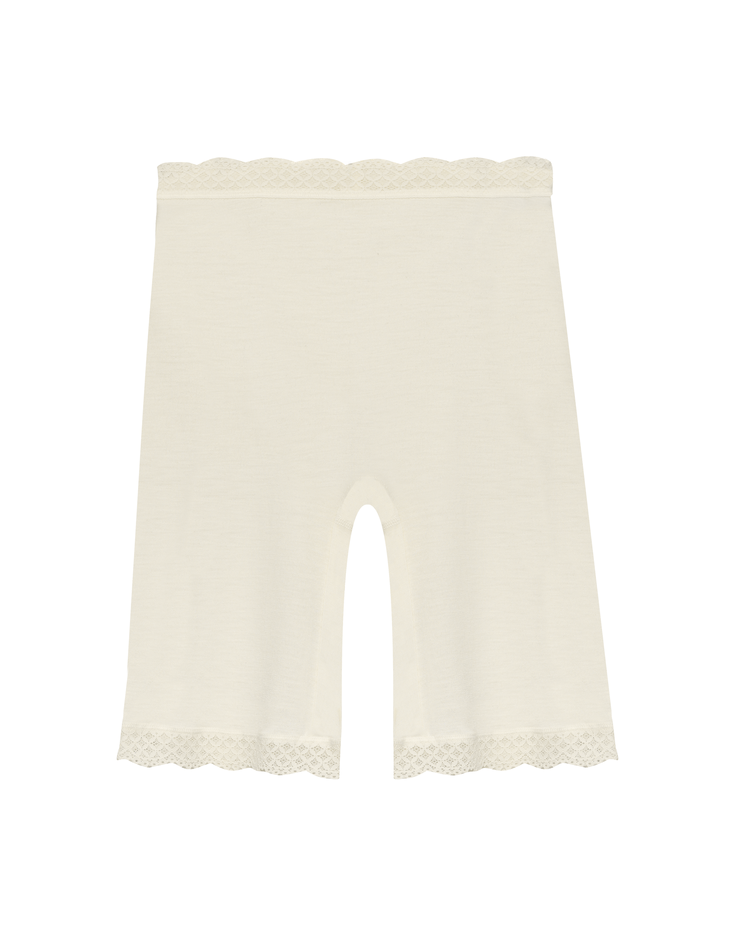 Shorts i merinoull/silke med blondekant til dame
