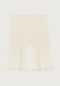Shorts i merinoull/silke med blondekant til dame