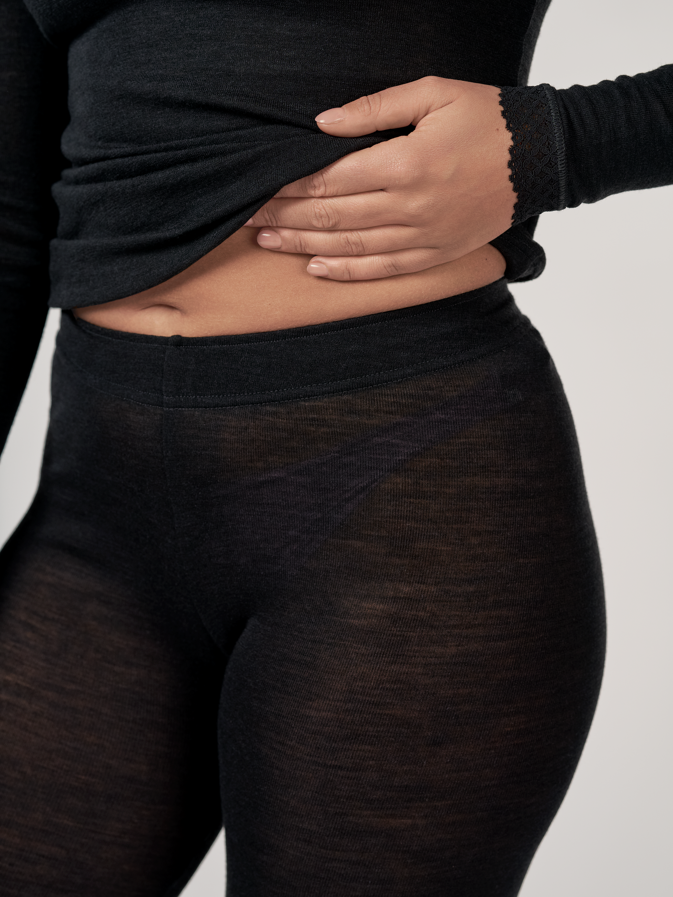 Leggings med bred linning og blonder 4