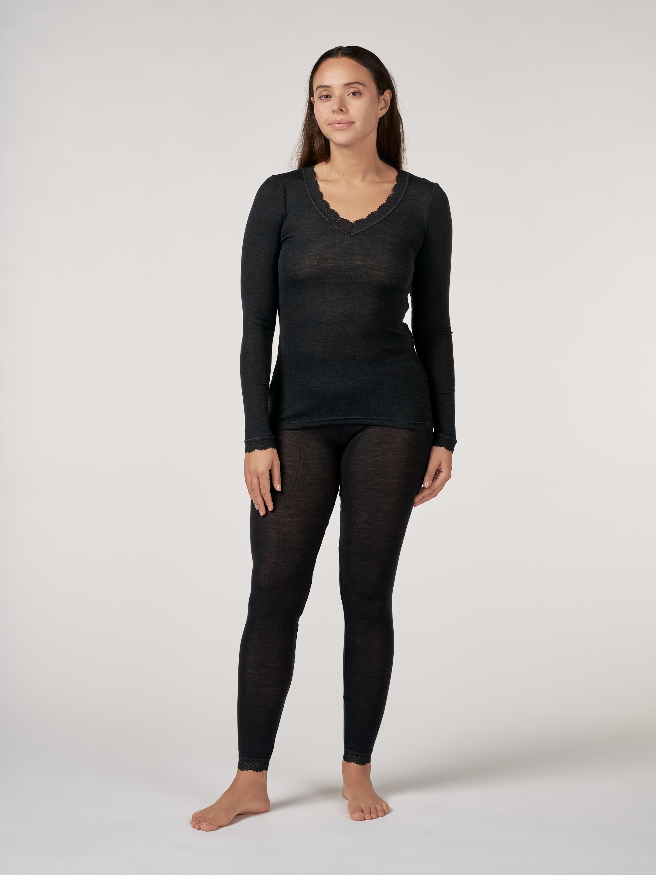 Leggings med bred linning og blonder 2