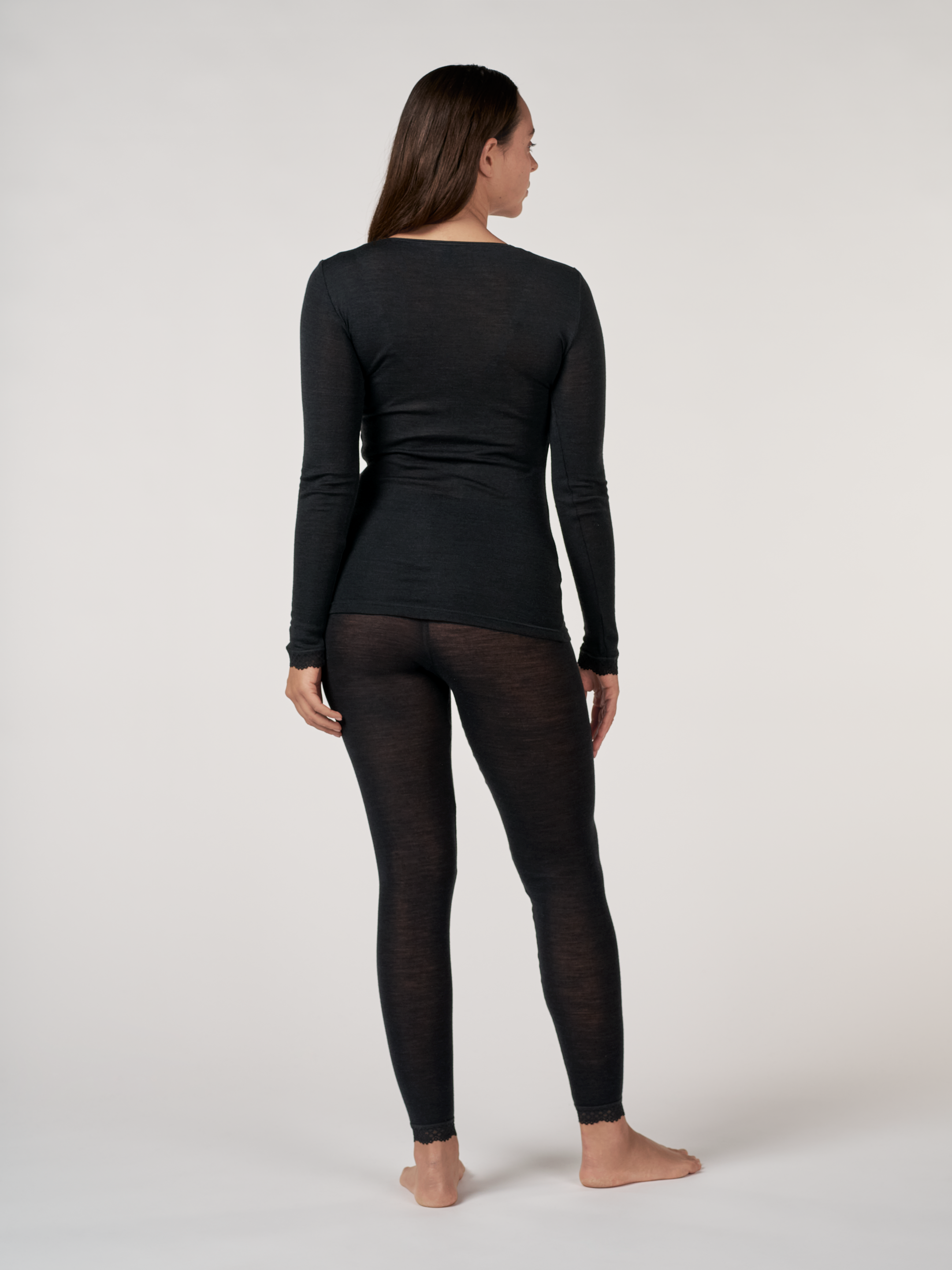 Leggings med bred linning og blonder 5