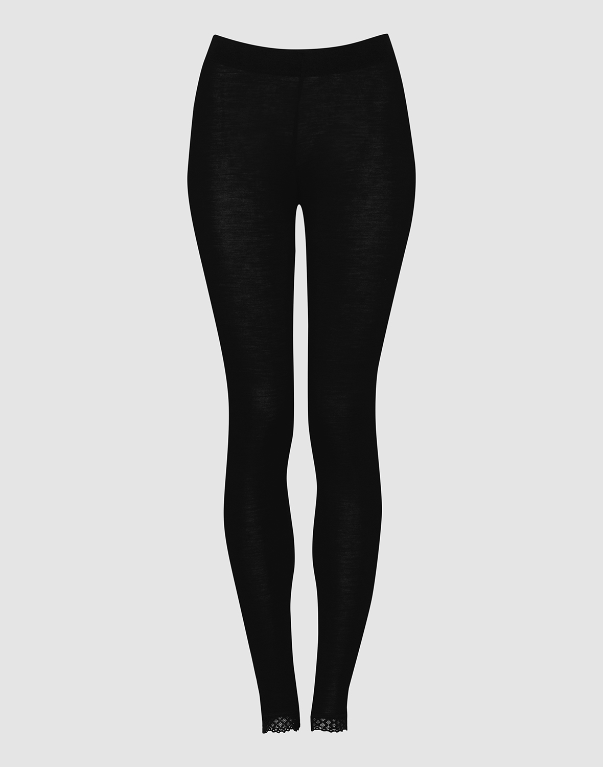 Legging avec dentelle en laine merinos et soie pour femme