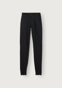 Leggings i merinoull/silke med blondekant til dame