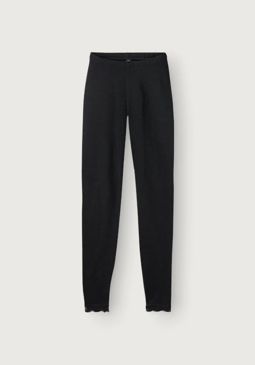 Leggings med bred linning og blonder