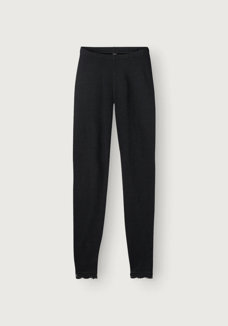 Leggings med bred linning og blonder