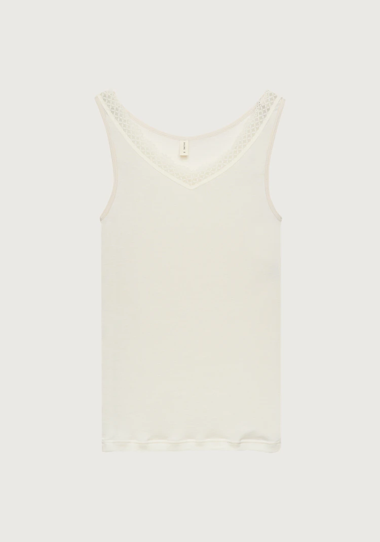 Tanktopp med V-hals og blonder