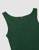 Tanktopp i merinoull/silke med blondekant til dame Skoggrønn