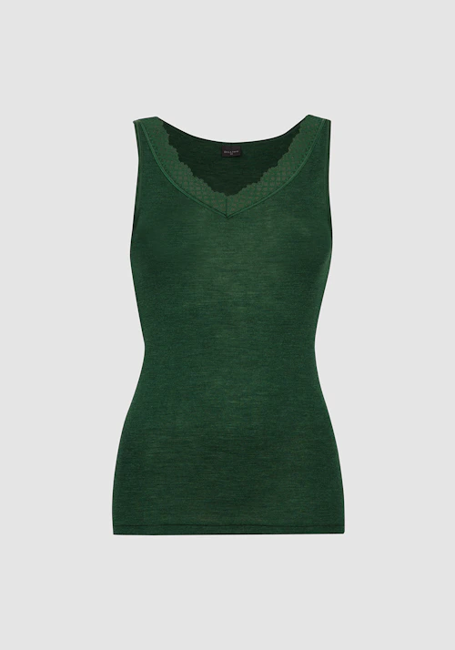 Tanktopp med V-hals og blonder