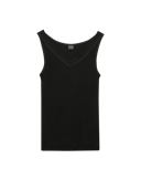 Tanktop met kanten rand van merinowol/zijde voor dames Zwart