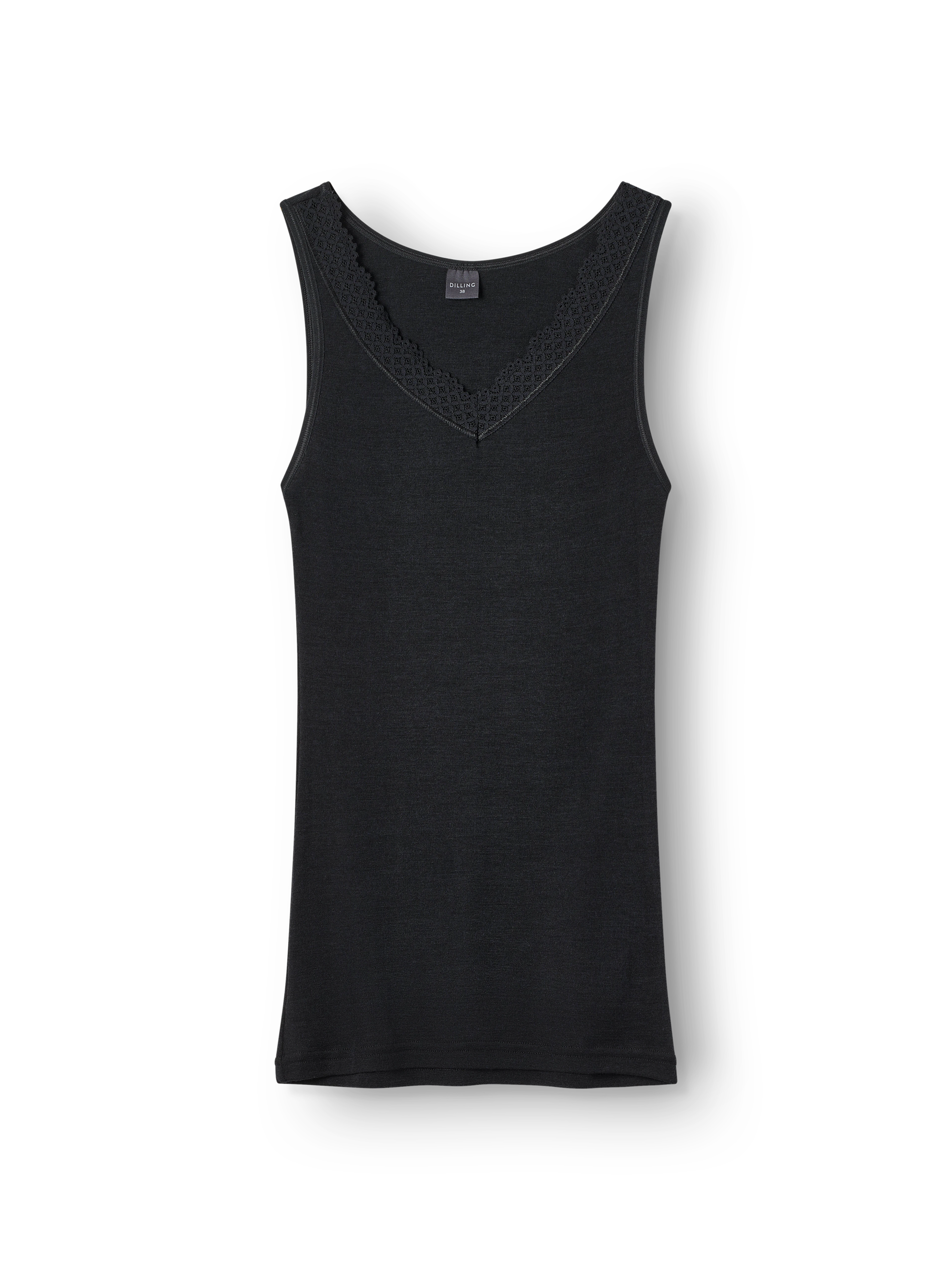 Women's merino wool/silk lace trim tank top - $83.99 - Dilling