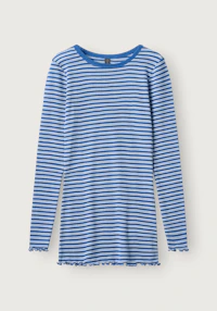 Women's merino wool/silk long sleeve top with frilled edges