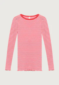 Women's merino wool/silk long sleeve top with frilled edges