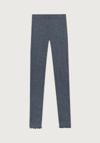 Leggings med frynsede kanter i merinoull/silke til dame