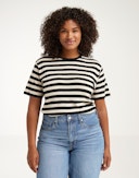 T-shirt i merinould/silke til kvinder Sort/natur 0