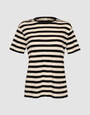 T-shirt i merinould/silke til kvinder Sort/natur 1