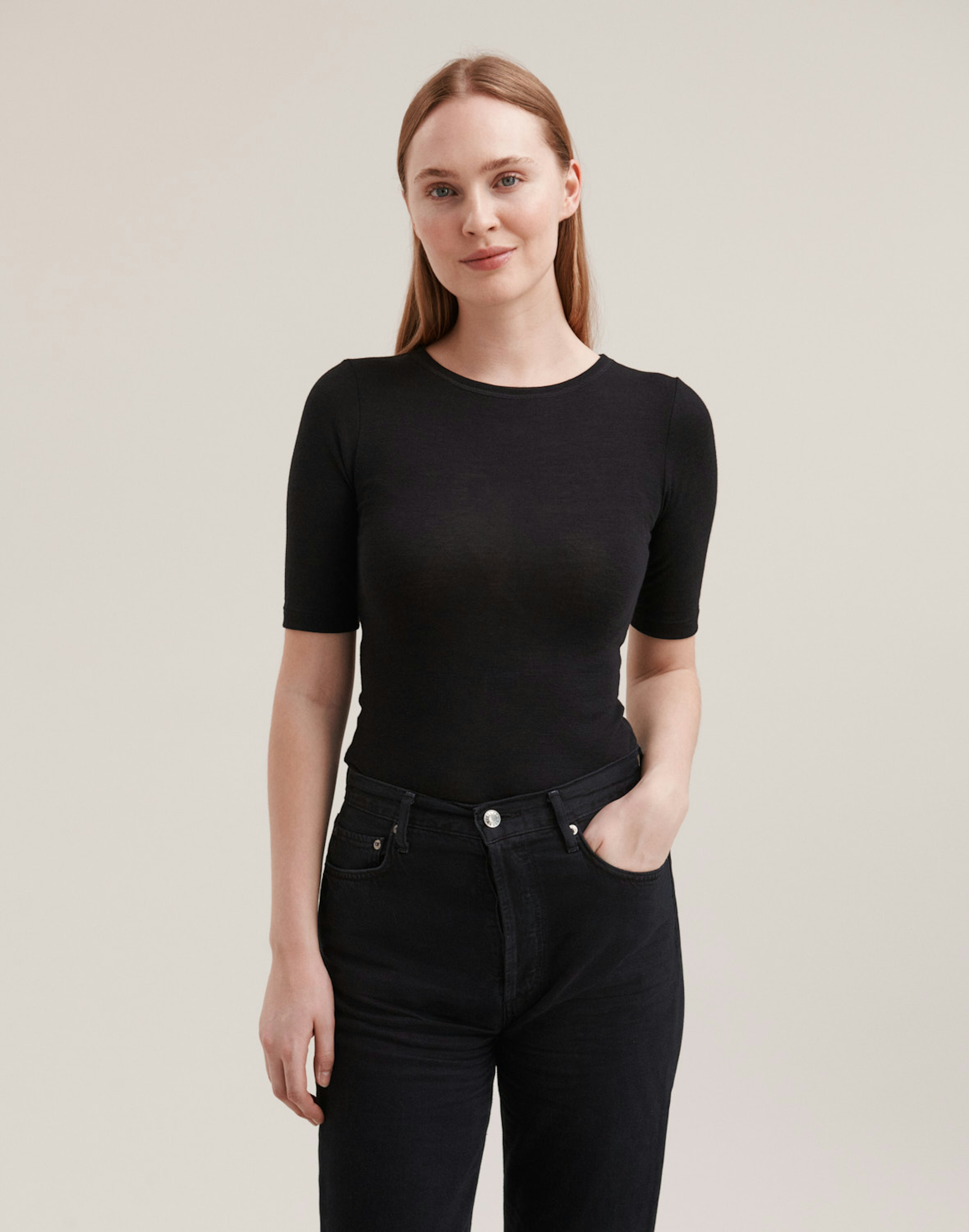 Women’s merino wool/silk T-shirt Black