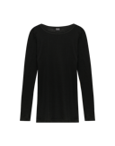 Women's merino wool/silk long sleeve top Black