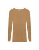 Damen Langarmshirt aus Merinowolle/Seide Walnuss