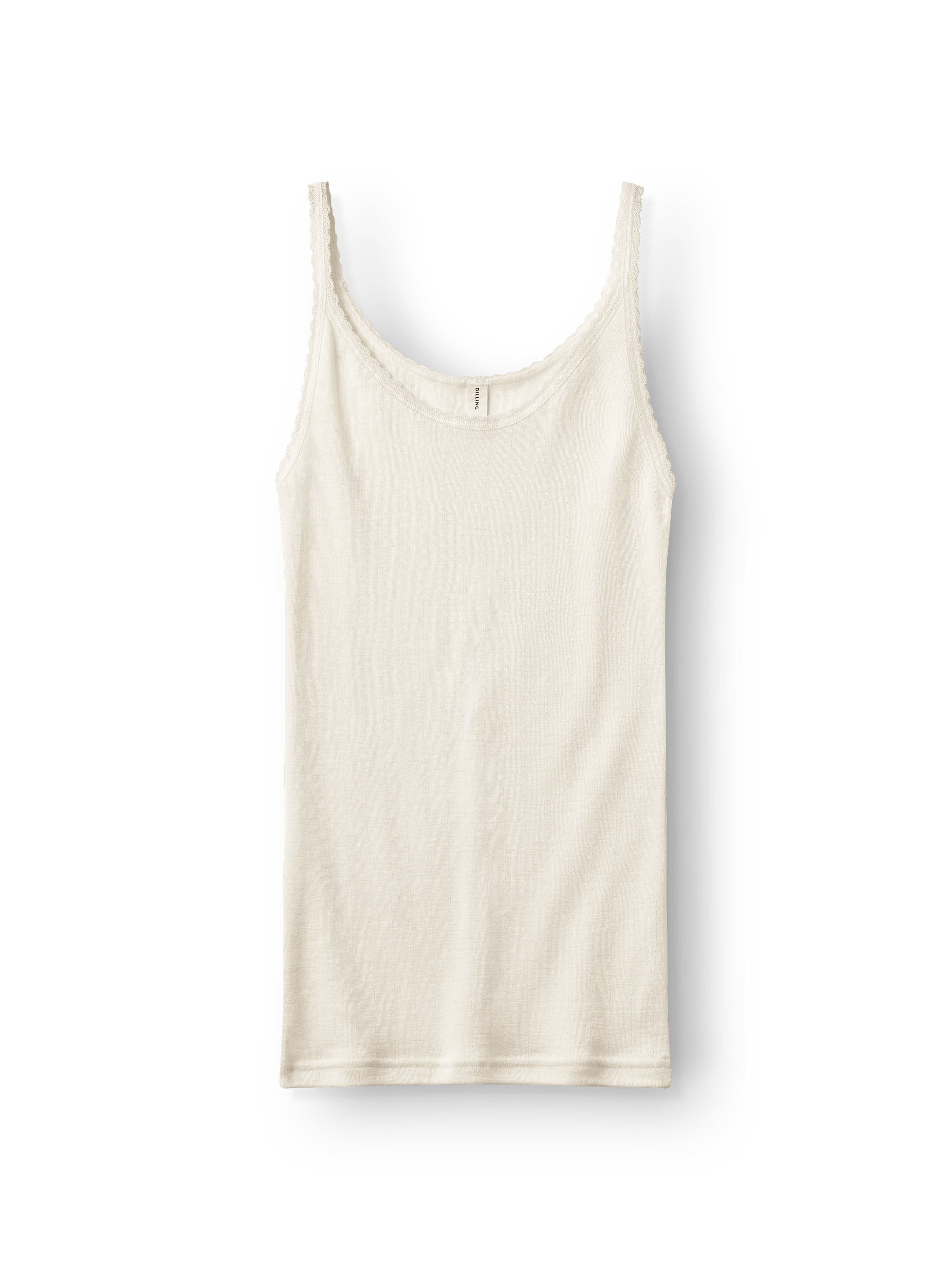 Singlet med hullmønster i merinoull/silke til dame