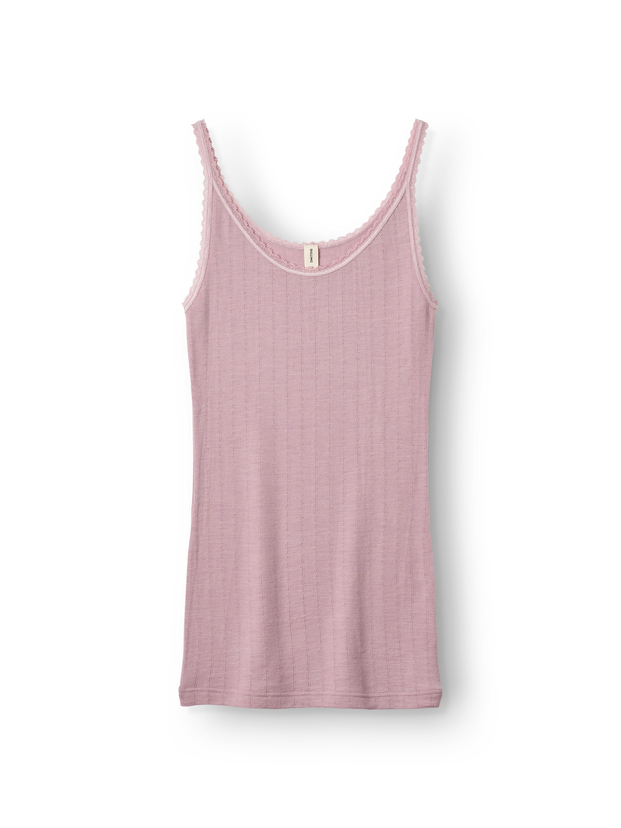 Singlet med hullmønster i merinoull/silke til dame