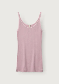 Singlet med hullmønster i merinoull/silke til dame