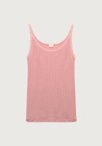 Singlet med hullmønster i merinoull/silke til dame