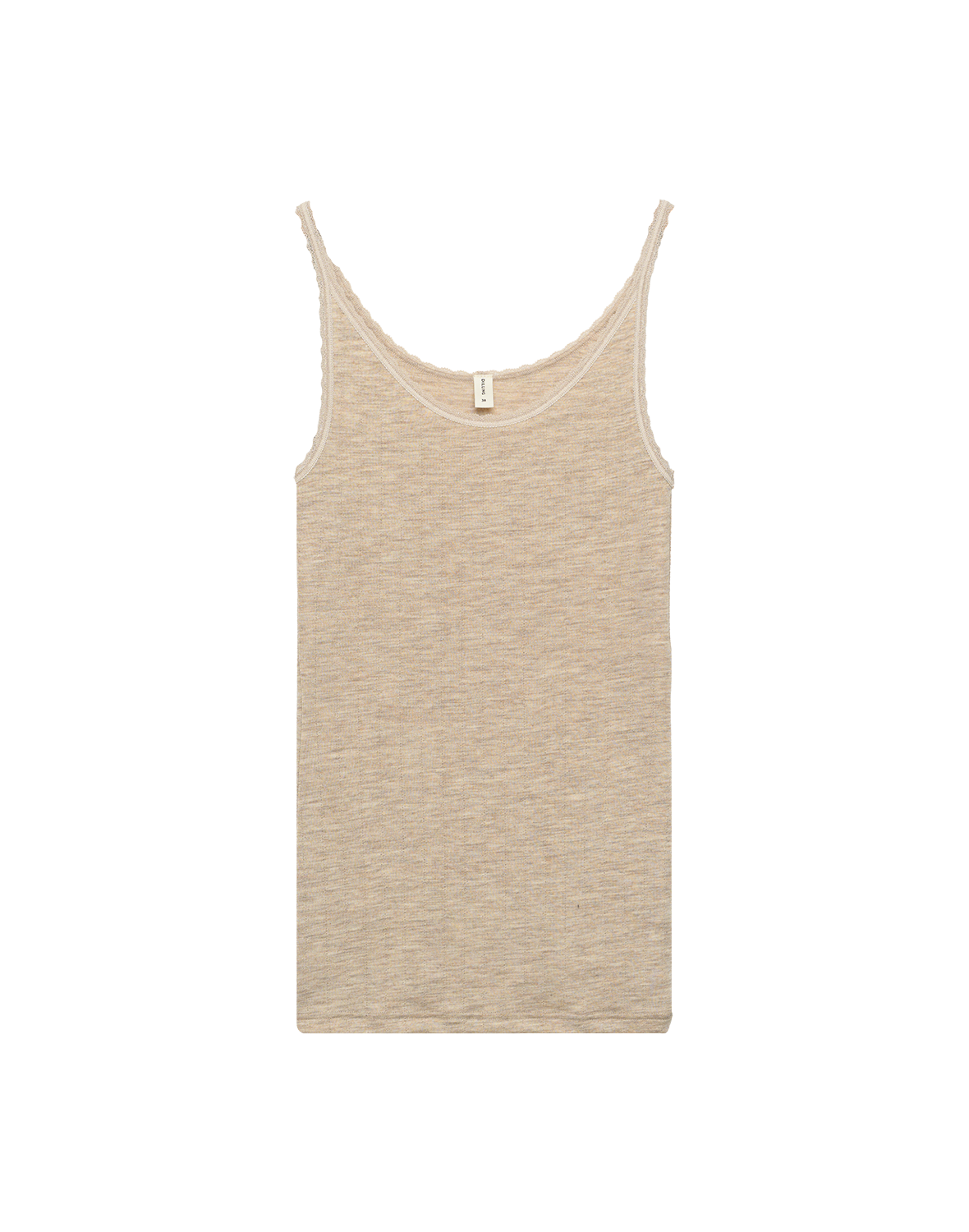 Singlet med hullmønster i merinoull/silke til dame