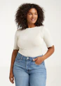 T-skjorte med høy O-hals og bølgekant