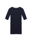 Pointelle t-shirt i merinoull/silke för dam Mörk marinblå
