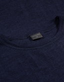 Pointelle t-shirt i merinoull/silke för dam Mörk marinblå