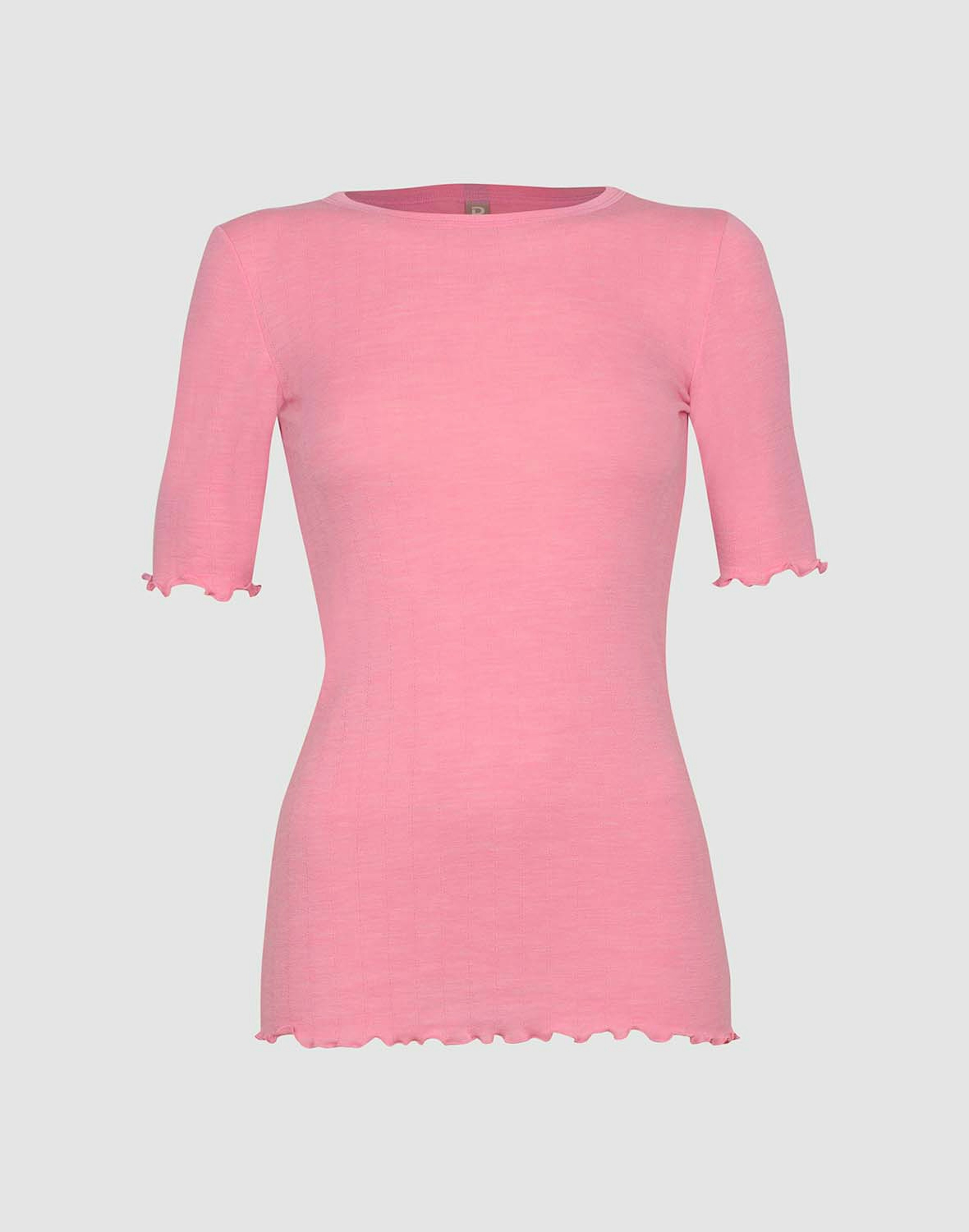 T-shirt med hulmønster i merinould/silke til kvinder Bonderose