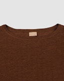 Pointelle T-shirt van merinowol/zijde voor dames Mokka