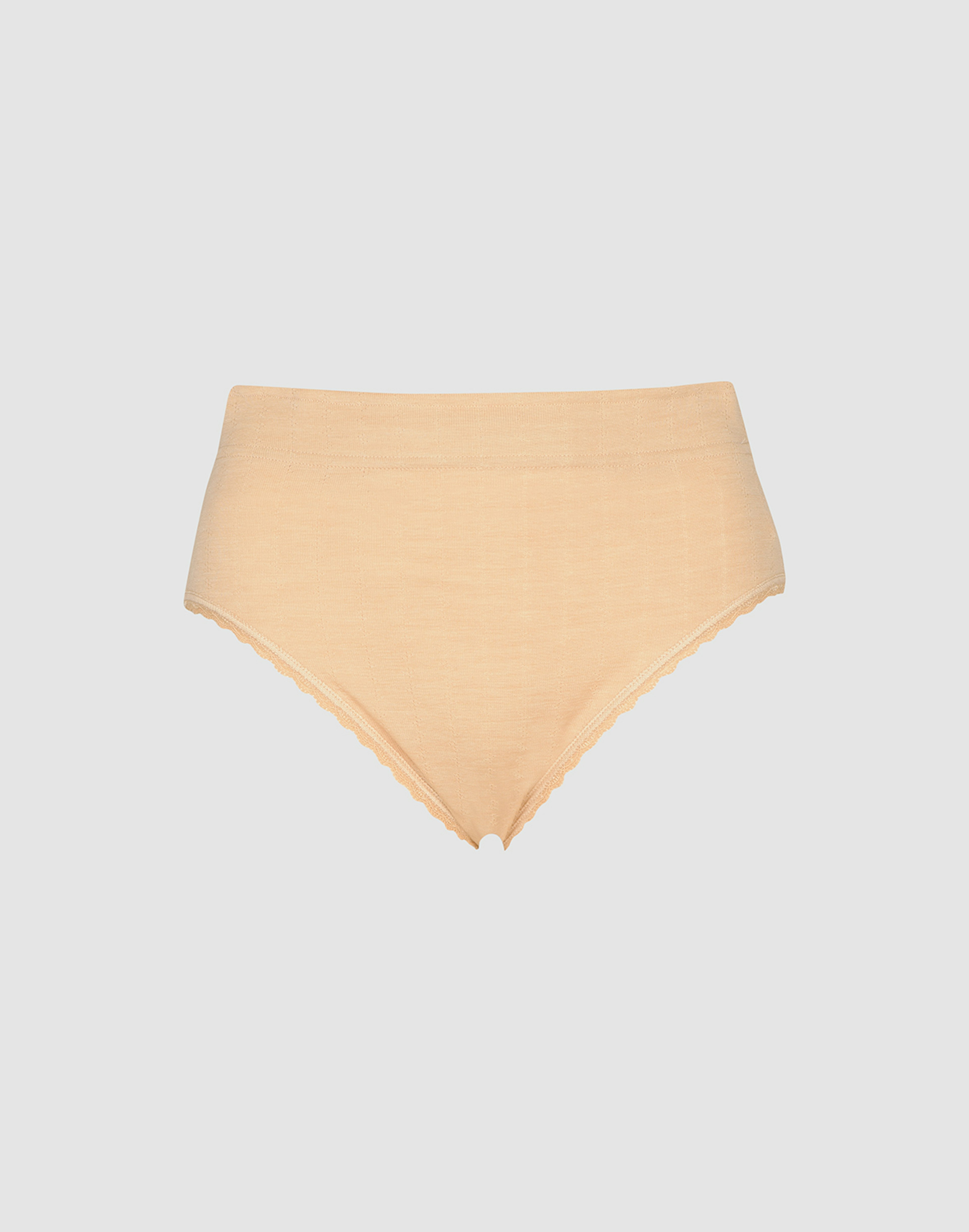 Pointelle-slip met hoge taille van merinowol/zijde voor dames Poederbeige