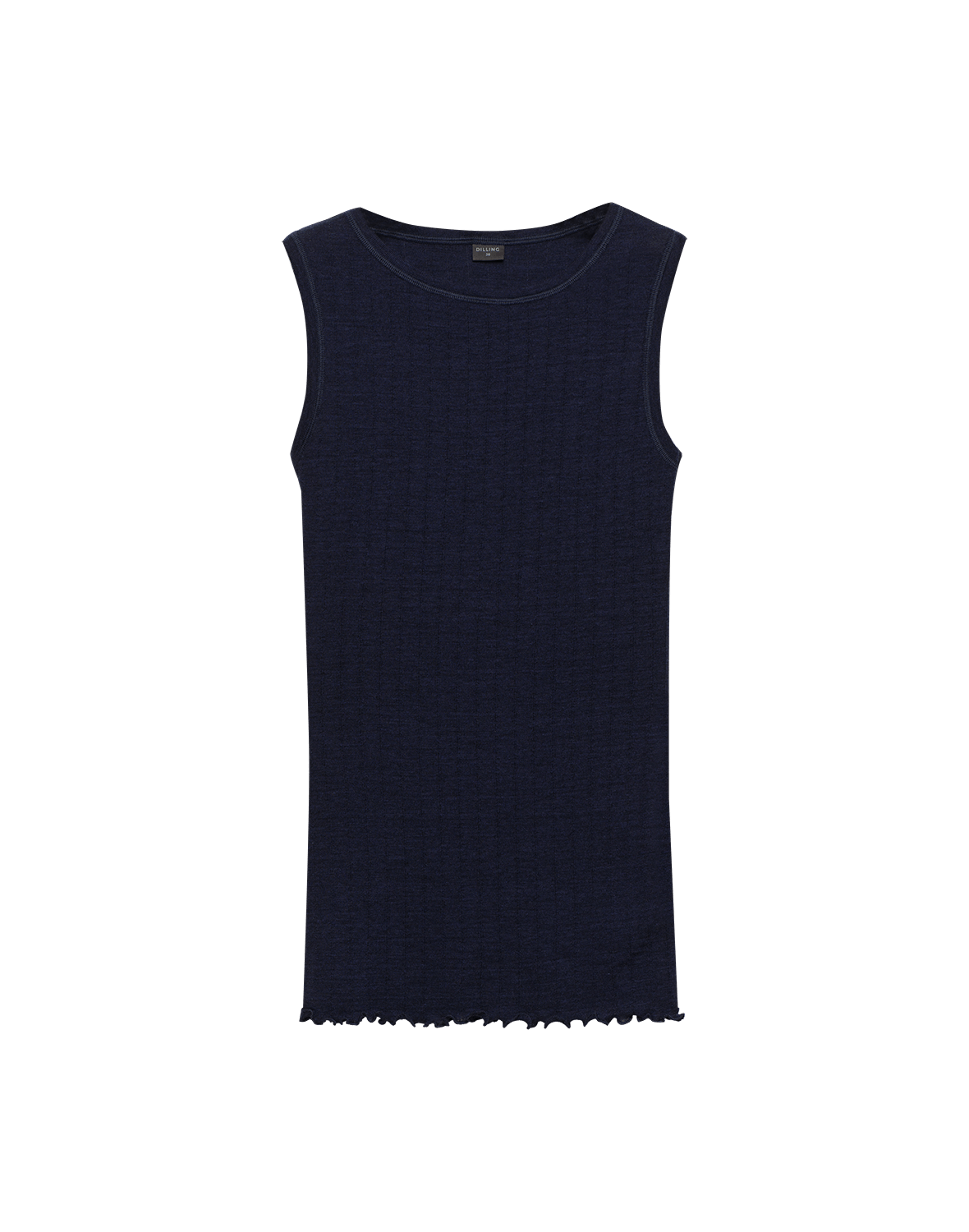 Tanktopp med hullmønster i merinoull/silke til dame Mørk marine