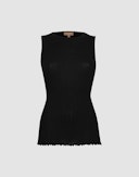 Pointelle tanktop van merinowol/zijde voor dames Zwart