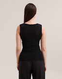 Pointelle tanktop van merinowol/zijde voor dames Zwart