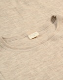 Women's merino wool/silk long sleeve pointelle top Oatmeal