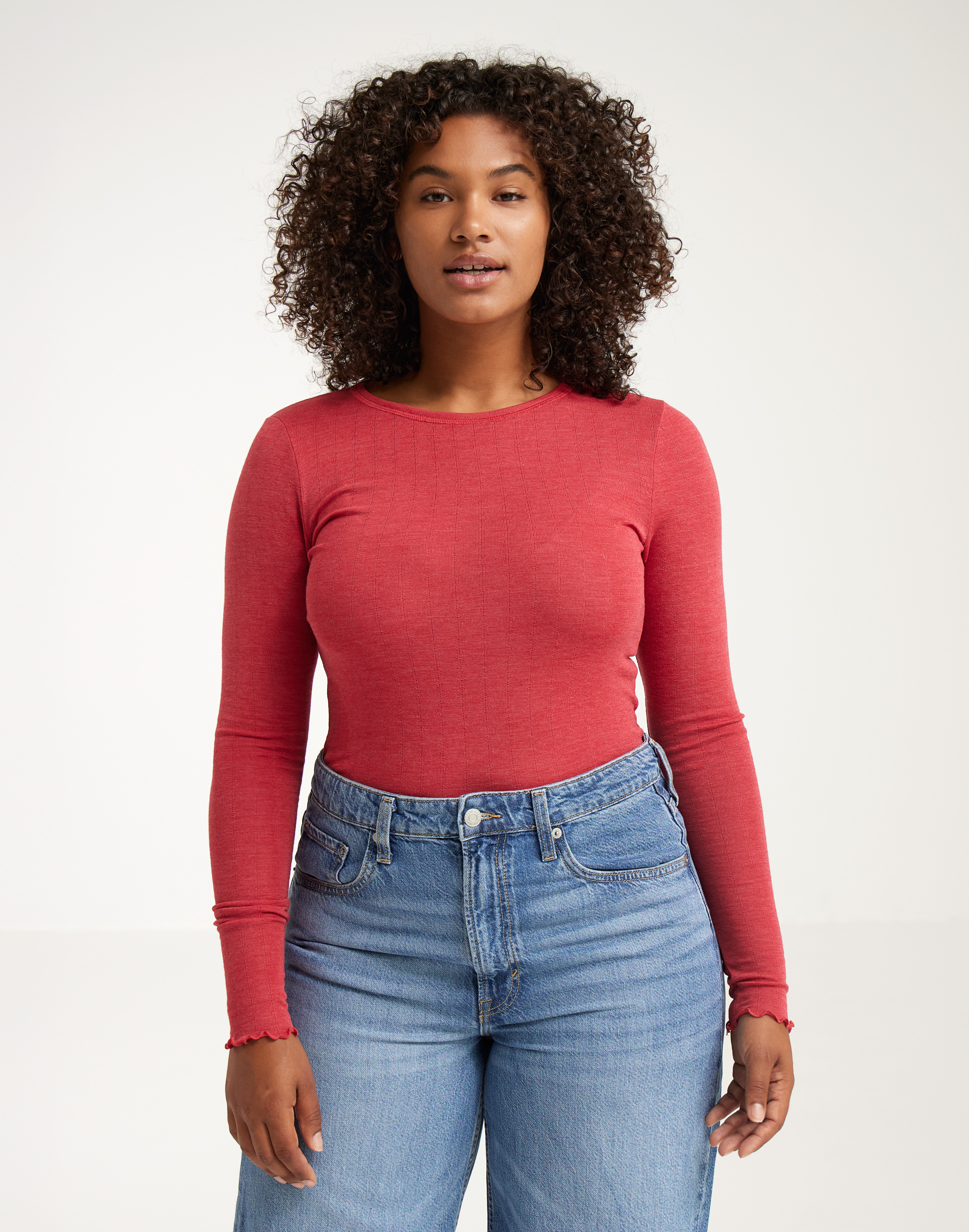 トップス 90s Ballantyne Merino2000 44 Women's merino wool/silk long sleeve pointelle top - Dilling