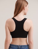 Pointelle-Bralette für Damen aus Merinowolle/Seide Schwarz