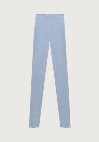 Leggings med hullmønster i merinoull/silke til dame